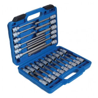 Steckschlüssel-Satz 1/2" T-Profil (für Torx) T20-T70 mit 55/100/140/200mm Länge 32-tlg.
