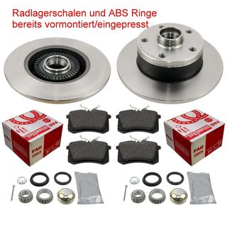 Bremsen Set hinten mit Belgen vormontiert Radlager & ABS-Rotoren fr AUDI A4 8D B5